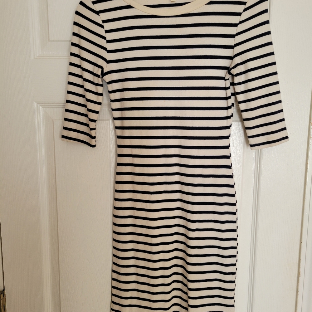 Monteau Size S striped bodycon midi dress - Picture 3 of 3